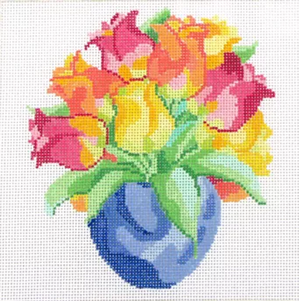 141p Jean Smith Designs SMALL BOUQUET XVI 8" sq., 13 mesh