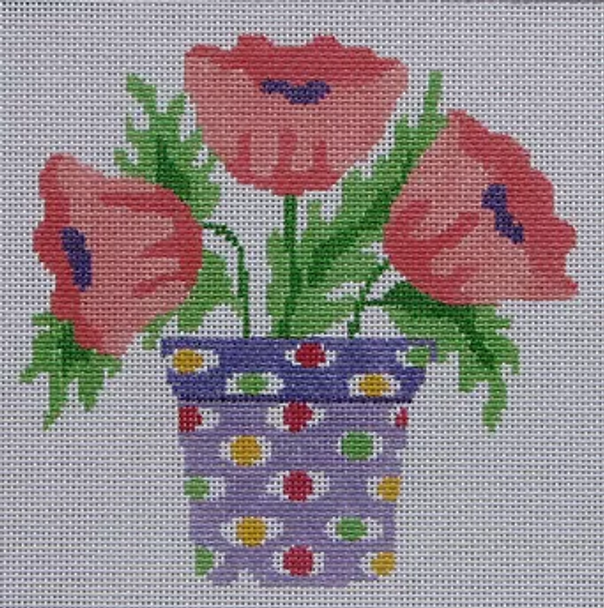 144j Jean Smith Designs  SIMPLY SUMMER POPPIES  8" Square 13 Mesh