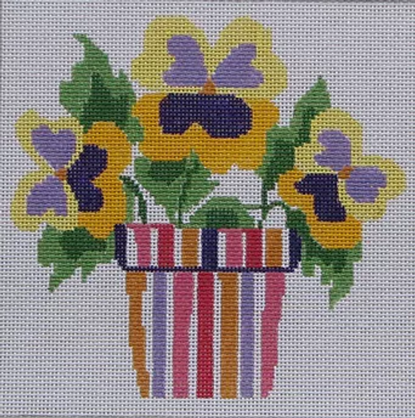 144L Jean Smith Designs  SIMPLY SUMMER PANSIES 8" Square 13 Mesh