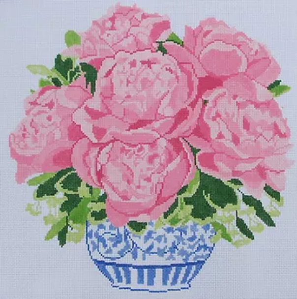 164b Jean Smith Designs PEONY BOUQUET, 14" sq., 13 mesh