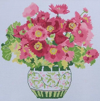 164c Jean Smith Designs COSMOS BOUQUET, 14" sq., 13 mesh