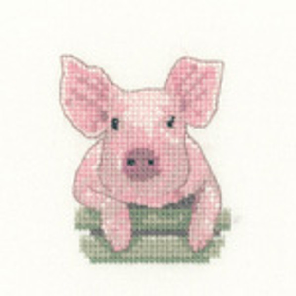 HCK1159A Heritage Crafts Kit Pig  Little Friends Collection  by Valerie Pfeiffer and Susan Ryder 2.25" x 3"; Aida; 14ct 