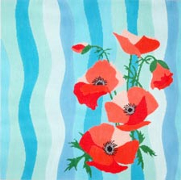 Pillow/Wall Hanging C-443c Poppies 14 x 14 18 Mesh Meredith Collection