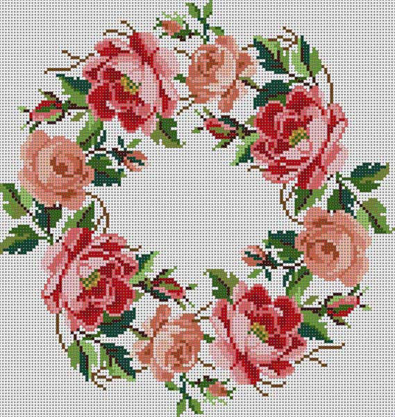 G-588 Rose Wreath 13 Mesh 101⁄2 x 11 Treglown Designs
