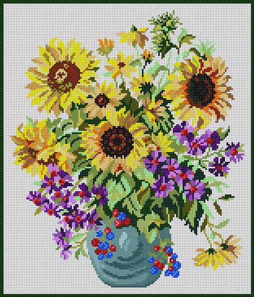 G-842 Sunflowers in a Vase 13 Mesh 12 x 14 Treglown Designs