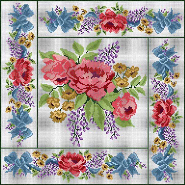G-822 Rose Floral 13 Mesh 15 x 15 Treglown Designs
