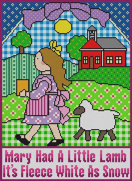 PC-2558 Mary Had A Lamb 18 Mesh 7 x 93⁄4 Polly Carbonari Treglown Designs