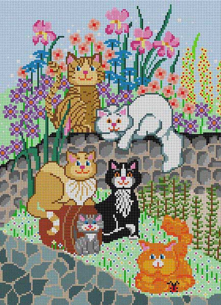 RC-5014 Garden Cats 13 Mesh 11 x 14 1⁄2 Roberta's Collection