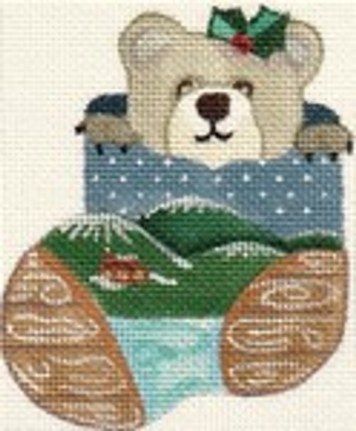 ab112 A. Bradley woody bear Approximate In inches 3 x 4  18  Mesh Stocking