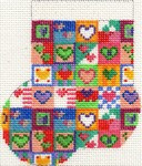 ab152 A. Bradley valentine patchwork Mini-Sock 3 x 4  18 Mesh
