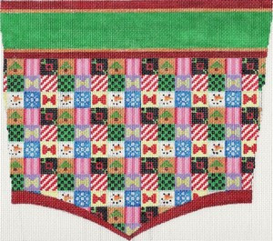 ab217 A. Bradley christmas ptchwk stocking cuff 11 x 13  18 Mesh
