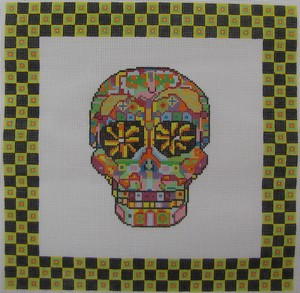 ab326a A. Bradley day of the dead skull #3 larger 10 x 10  18 Mesh