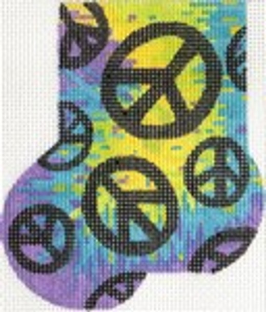 ab323 A. Bradley tie-dye/peace sign Mini-Sock 3 x 4 18 Mesh
