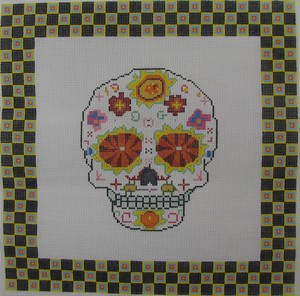 ab324a A. Bradley day of the dead skull #1 larger 10 x 10 18 Mesh