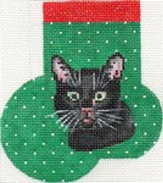 ab379 A. Bradley black cat mini sock 3 x 4 18 Mesh