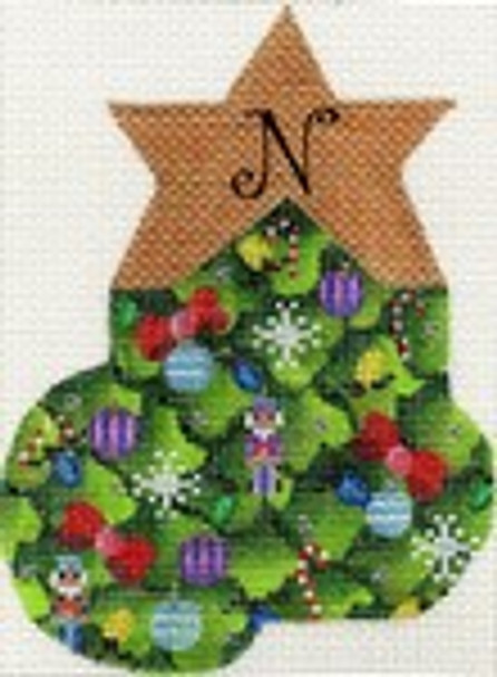 ab393n A. Bradley Christmas tree alphabet Mini-Sock N  3 x 5 18 Mesh 