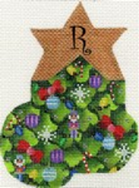 ab393r A. Bradley Christmas tree alphabet Mini-Sock R 3 x 5 18 Mesh