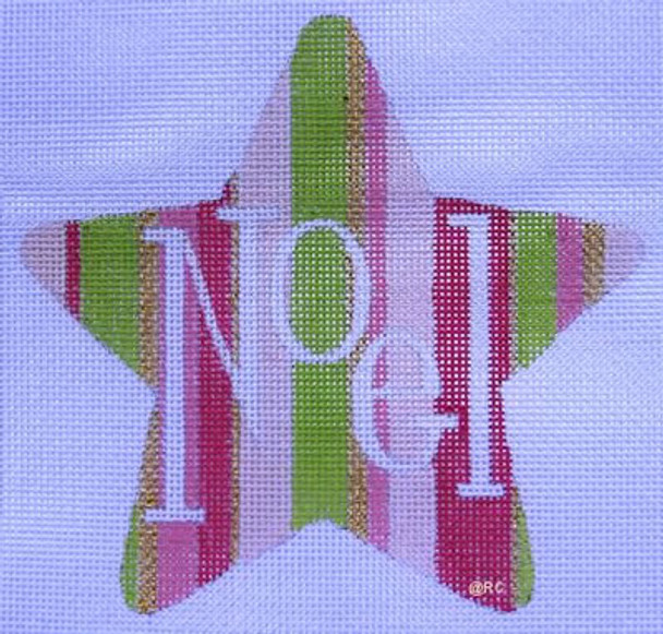 HO790 Raymond Crawford Designs PINK/GREEN NOEL STAR 5 x 5, 18 Mesh 