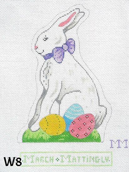 MM Designs W8 Standing  BUNNY White Eggs 4 1/2" x 6 1/2" 18 Mesh