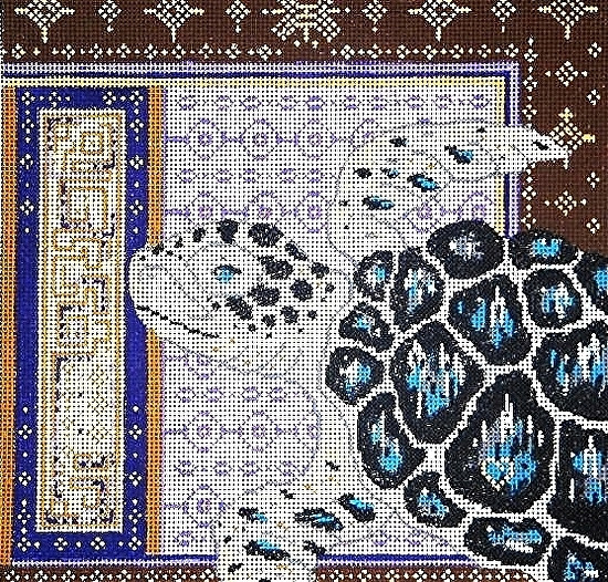 MM Designs Picture 215G Sea Turtle Facing Right/Brown, Gold, Lavender Borders 14 x 14 13 Mesh