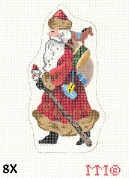Christmas Victorian Santa 8X Red Coat/ Bag of Gifts 2 1/2" x 5 1/2" 18 Mesh MM Designs 