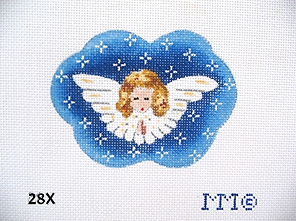 Christmas Shaped 28X Blonde Girl Angel Praying/ Cloud & Stars 3" x 4"  18 Mesh MM Designs 