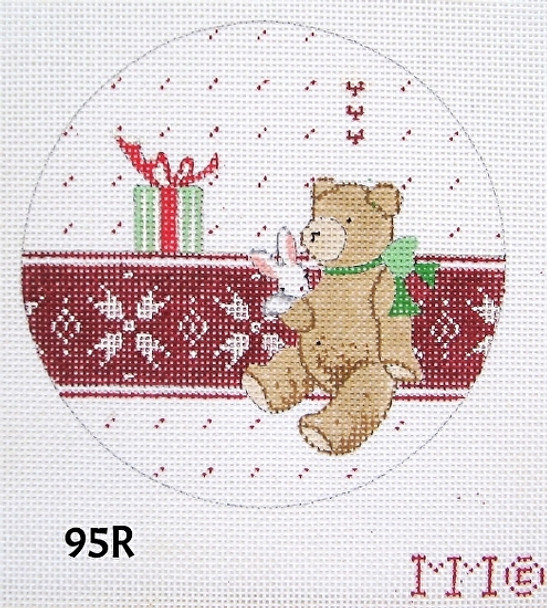 Christmas 4 1/2" Round 95R Teddy Bear, Bunny & Gifts 18 Mesh MM Designs