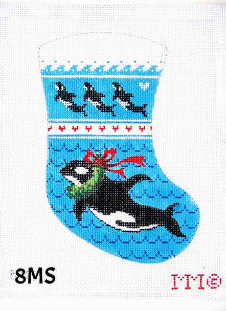 Stocking 4" x 6" 18 Mesh 8MS Orcas, Waves & Holly MM Designs