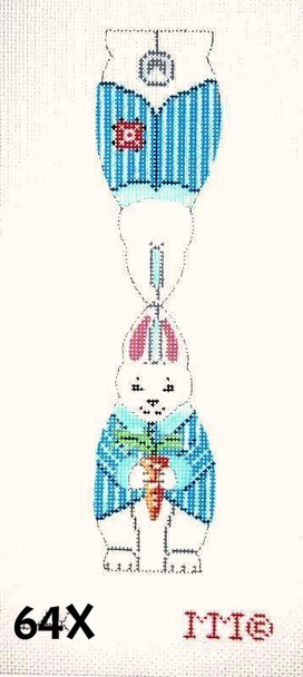 MM Designs 64X White Boy Bunny Holding Carrot/ Striped Jacket Two-Sided 2" x 4" 18 Mesh