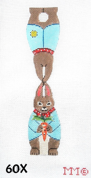 MM Designs 60X Brown Boy Bunny Holding Carrot/ Blue Jacket Two-Sided-2" x 4" 18 Mesh