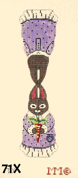 MM Designs 71X Brown Girl Bunny w/Carrot- Lavender Dress Two-Sided 2" x 4" 18 Mesh