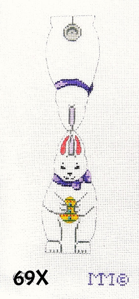 MM Designs 69X White Bunny Holding Easter Egg Two-Sided 2" x 4" 18 Mesh