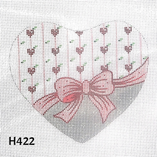 Heart H412 Ribbons/ Pink Bow 5" x 5" 18 Mesh MM Designs