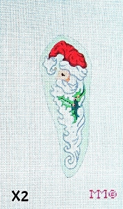 MM Designs X2 Santa/ Pale Green Bkgd.  2 ½” x 6 ½” 18 Mesh