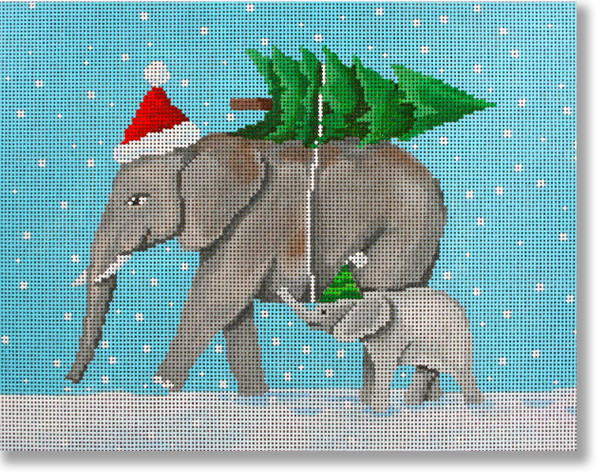 SC-PL 08 Elephants Bringing Home the Tree 13 Mesh 12 x 9" Scott Church Creative