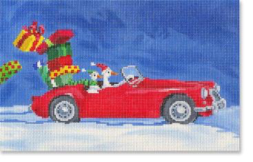 SC-PL 20 Hot Rod Christmas Geese 13 Mesh 12 x 7.5" Scott Church Creative 