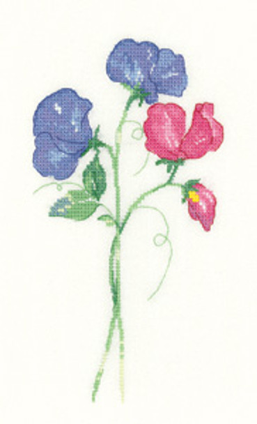 HCK1253A Heritage Crafts Kit Sweet Peas 4" x 8"; Aida; 14ct 