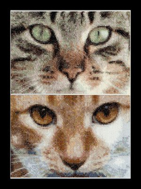 GOK543A  Thea Gouverneur Kit Cats - Tess & Simba 6.8" x 4.8" EACH; Aida; 16ct 