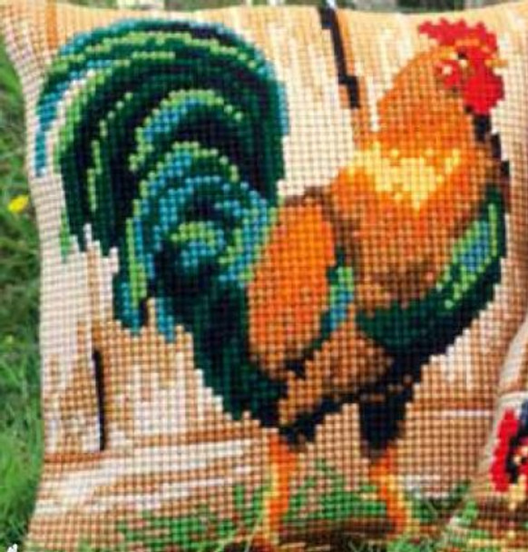 PNV148108 Vervaco Kit Rooster Cushion 16" x 16"; Canvas 