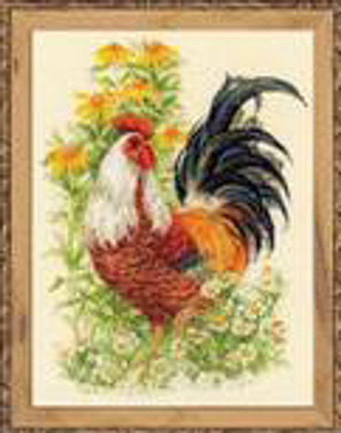 RL1479 Riolis Cross Stitch Kit Rooster 12" x 16"; Aida; 14ct 