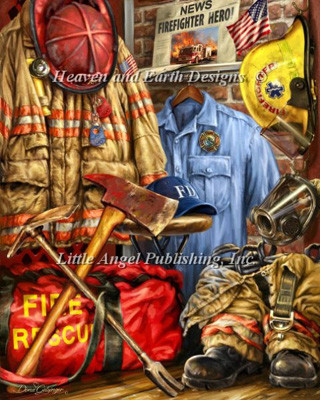 Hometown Hero Firefighter 525w x 656h Heaven And Earth Designs 14-2357 -  The NeedleArt Closet