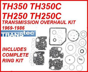 350 TH350 350C 250 TRANSMISSION OVERHAUL GASKETS RINGS & SEALS KIT BY
