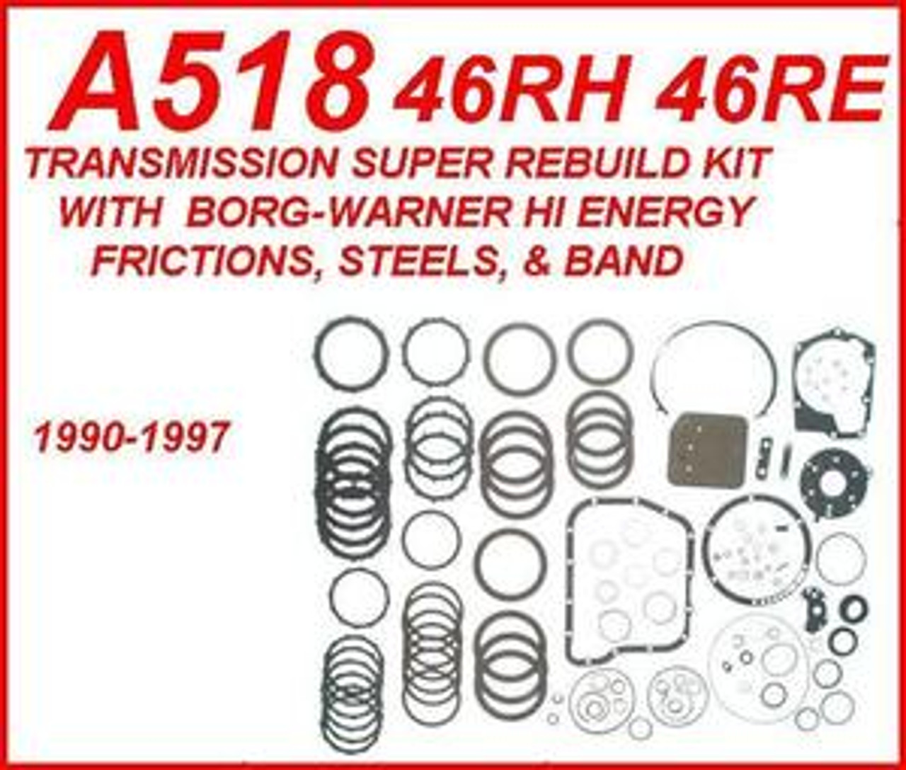 A518 46RH 46RE TRANSMISSION REBUILD KIT WITH STEELS, FILTER, BUSHINGS