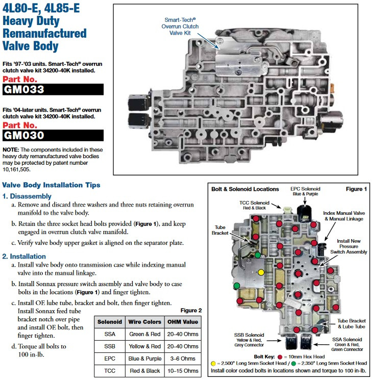 4L80E 4L85E TRANSMISSION VALVE BODY PREMIUM REBUILT O.E. BY SONNAX FITS