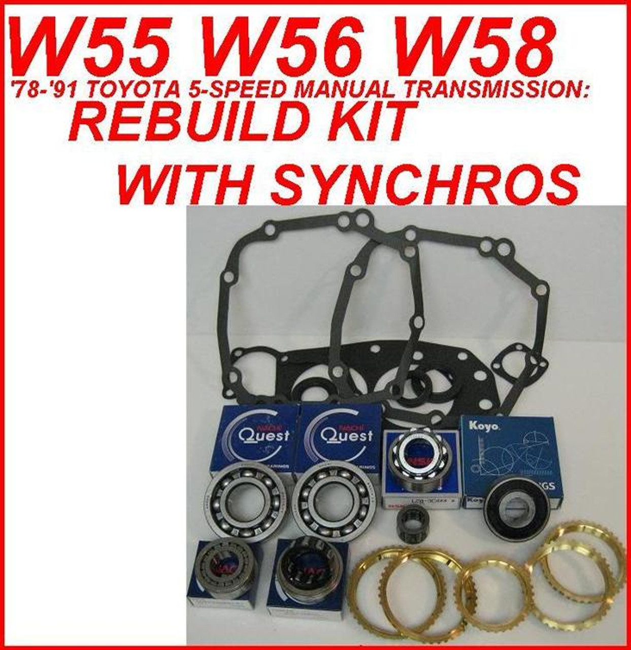 W55 W56 W58 TRANSMISSION REBUILD KIT WITH SYNCHRO RINGS FITS TOYOTA 