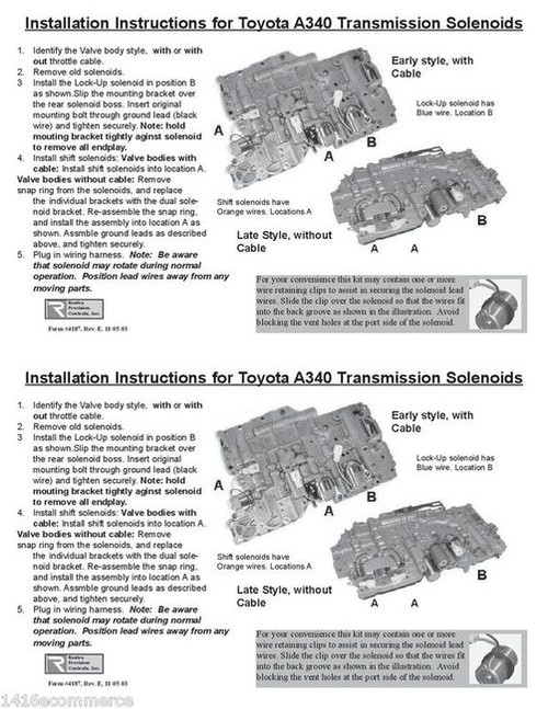 A340E A340F AW4 TRANSMISSION SOLENOID KIT WITH BRACKETS FITS '85'01