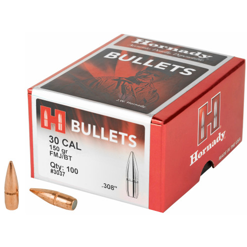 HORNADY .308 150 gr Full Metal Jacket Boat Tail Bullet (100ct)