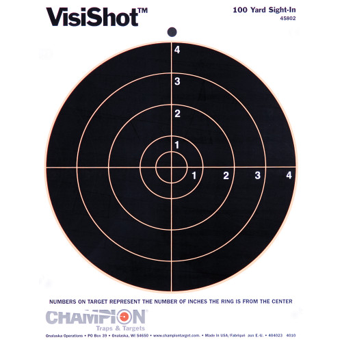 CHAMPION TRAPS & TARGETS VisiShot Bullseye 8.5x11" 10-Pack