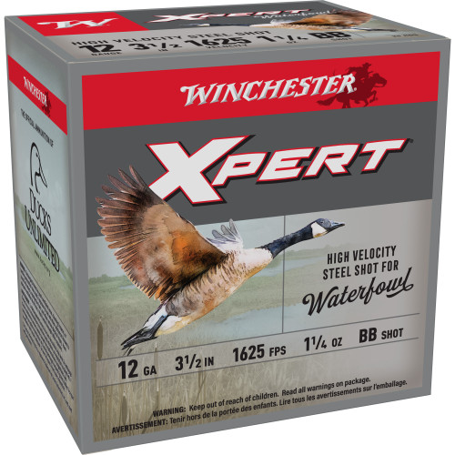 WINCHESTER AMMUNITION, XPERT HI-VELOCITY STEEL, 12 GAUGE 3.5", BB, 1 1/4 OZ, STEEL SHOT, BOX (25)