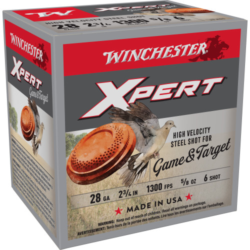 WINCHESTER AMMUNITION, XPERT STEEL, 28 GAUGE 2.75", #6, 5/8 OZ, STEEL SHOT, BOX (25)